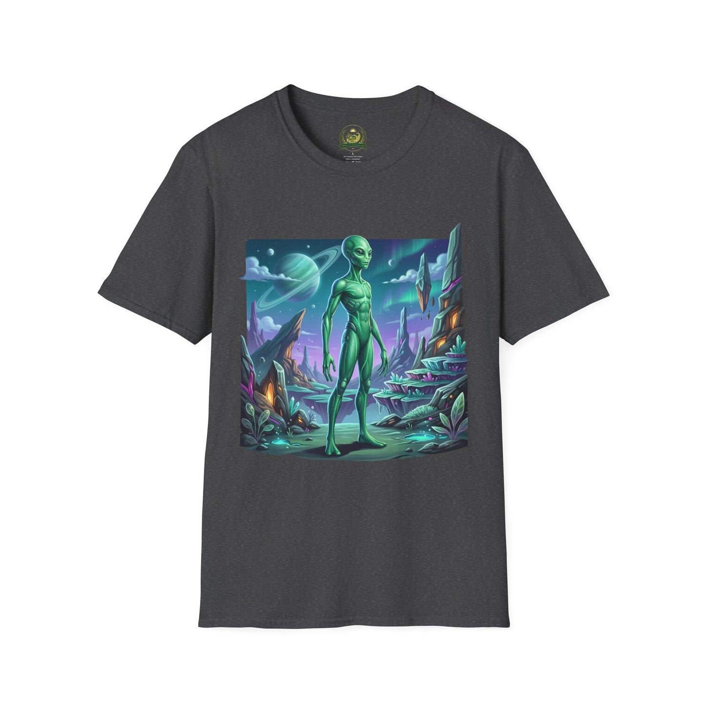 Alien Landscape T-Shirt — Green Extraterrestrial Sci‑Fi Graphic Tee