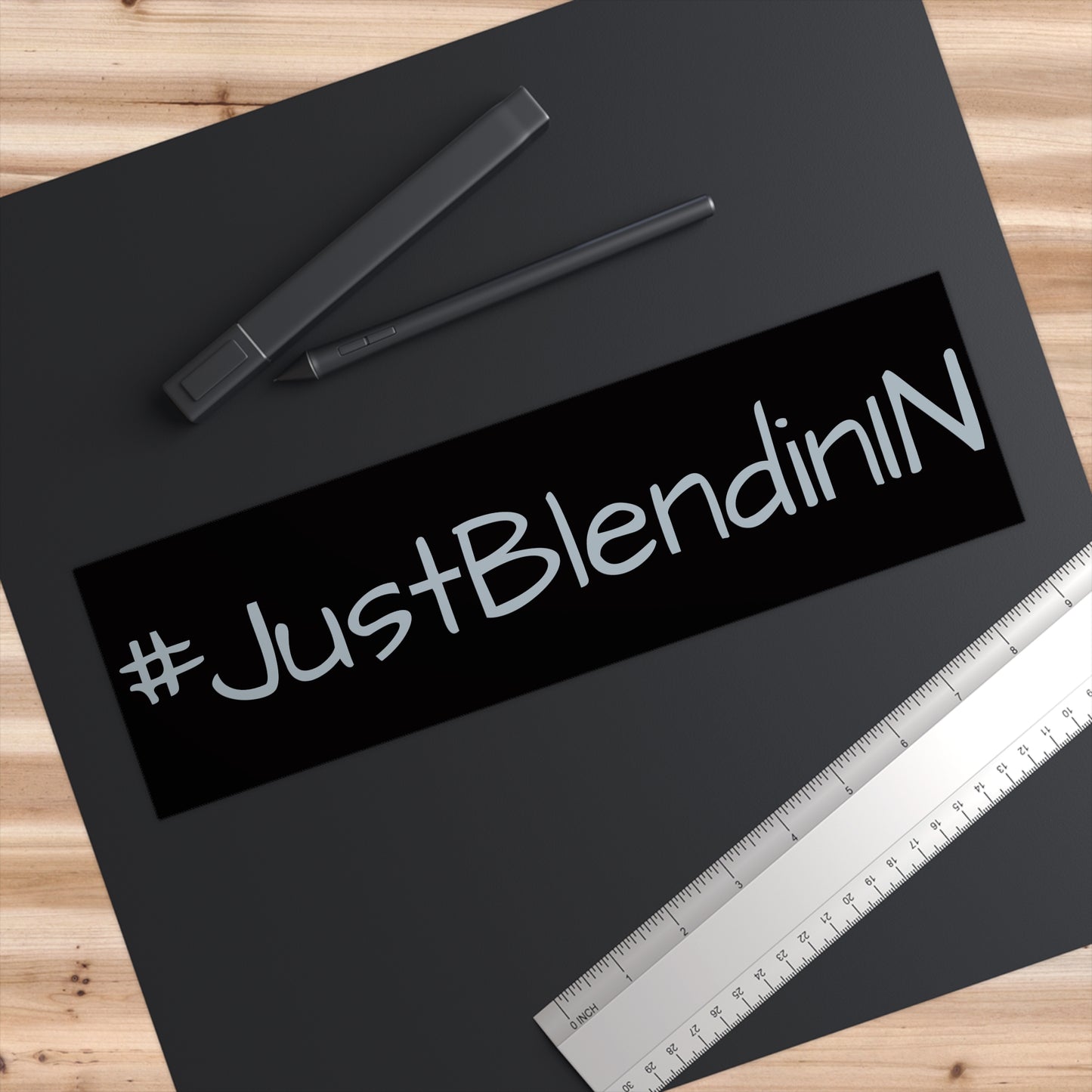 #JustBlendinIN Bumper Sticker – Funny Hashtag Vinyl Decal for Cars