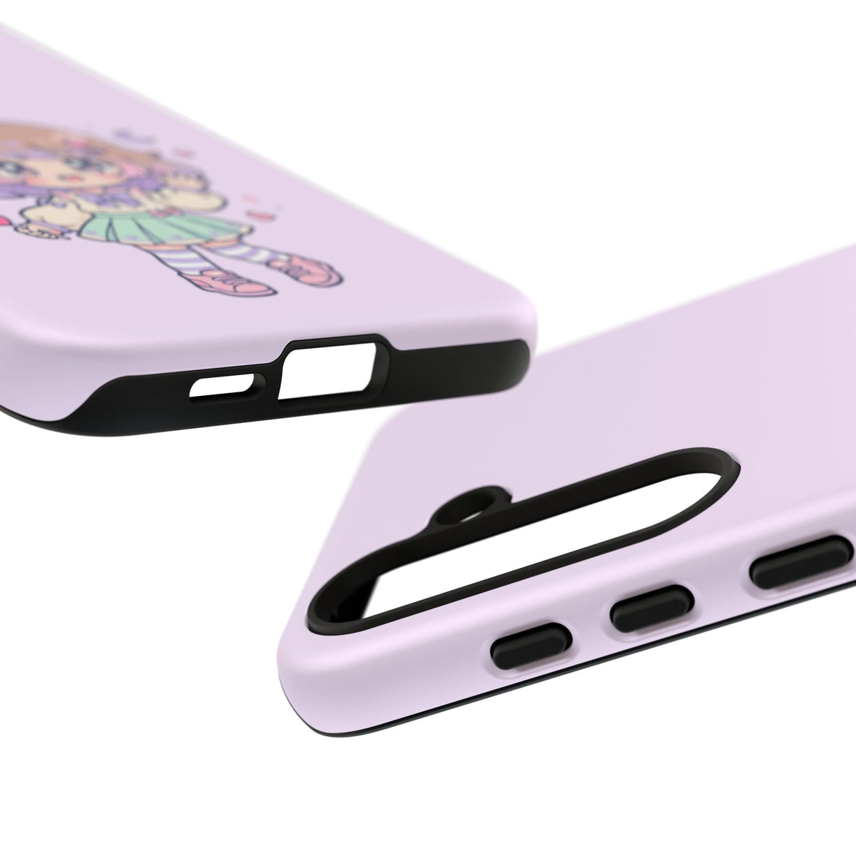 Cute Kawaii Girl Phone Case — Pastel Anime iPhone Cover with Hearts & Moon