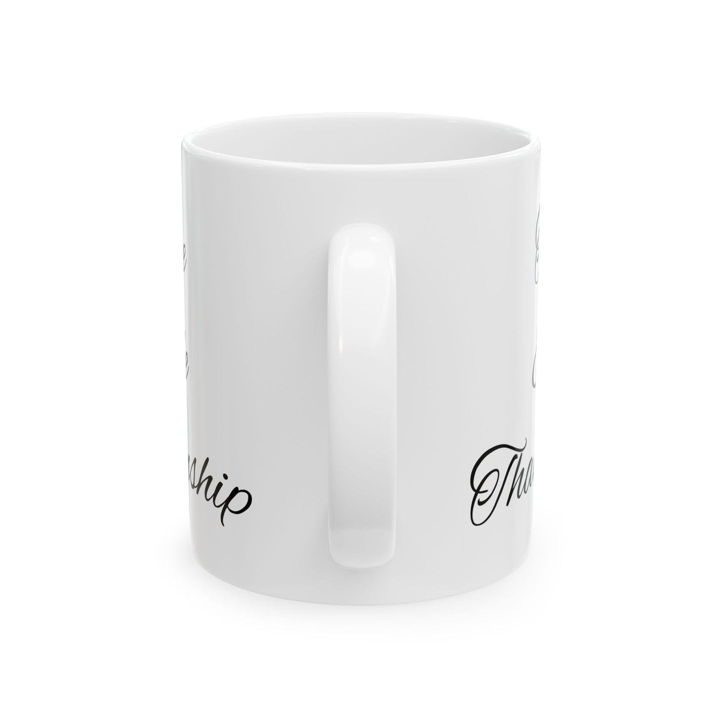 Romantic Script Ceramic Mug — "Quietly In Love" Coffee & Tea Cup (11oz/15oz)