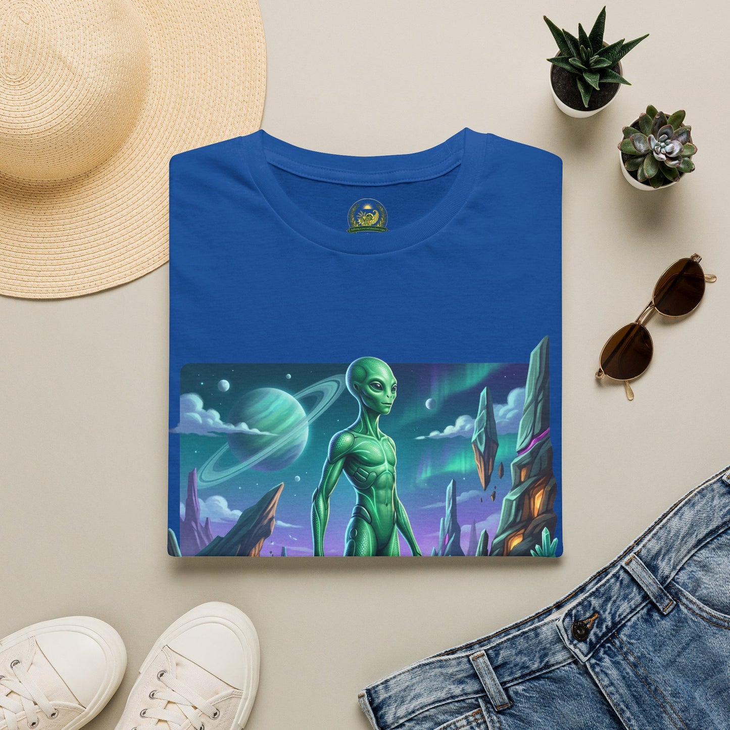 Alien Landscape T-Shirt — Green Extraterrestrial Sci‑Fi Graphic Tee