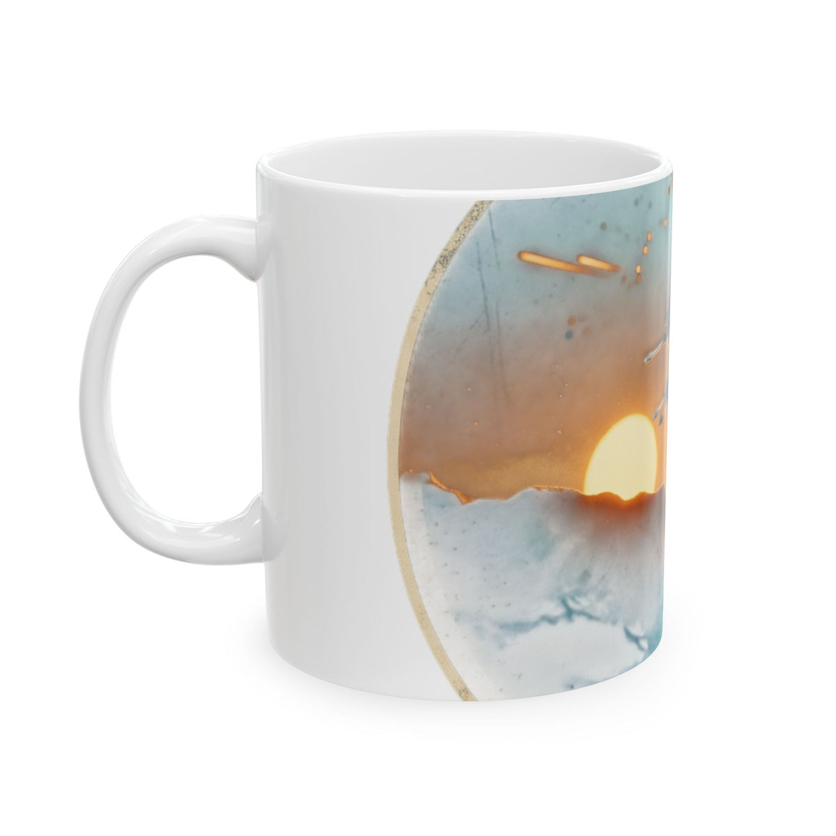 Twin Suns Starfighter Ceramic Mug — Sci-Fi Galaxy Wrap 11oz