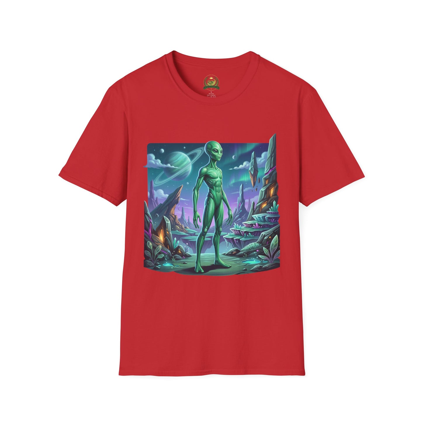 Alien Landscape T-Shirt — Green Extraterrestrial Sci‑Fi Graphic Tee
